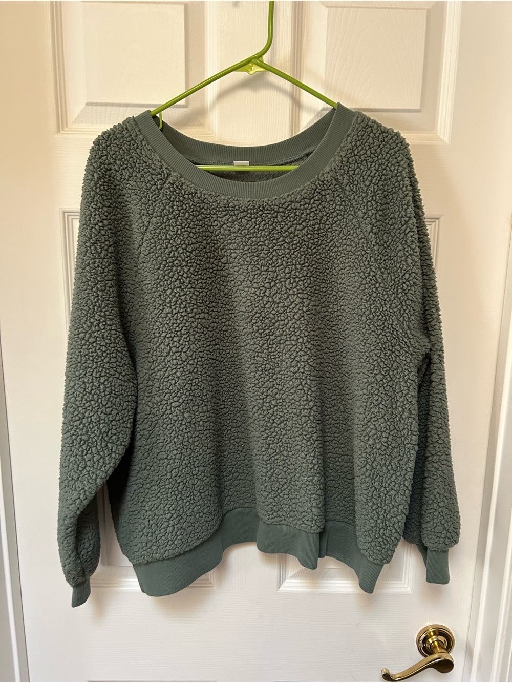 Old Navy Olive Green Sherpa Crew Neck Sweater